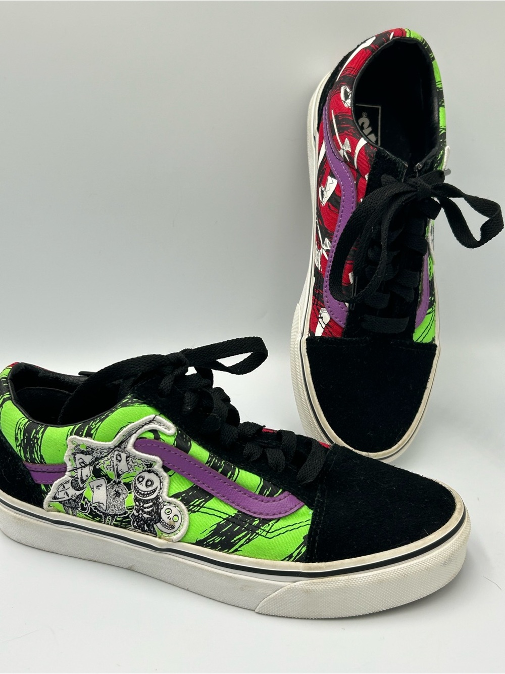 Vans Nightmare Before Christmas Neon Green & Black Skate Shoes Glow In The Dark